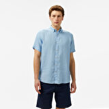 Nautica Erkek Mavi Classic Fit Keten Gömlek