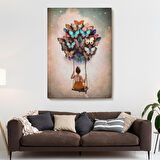 Kelebeklerin Uçurduğu Kız Çocuğu Duvar Tablosu-6094