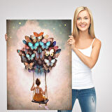 Kelebeklerin Uçurduğu Kız Çocuğu Duvar Tablosu-6094