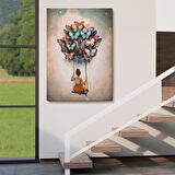 Kelebeklerin Uçurduğu Kız Çocuğu Duvar Tablosu-6094