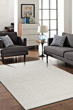 Modern Geometrik Tasarımlı Jüt Dokuma Loop Sisal Krem Renk Halı
