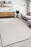 Modern Geometrik Tasarımlı Jüt Dokuma Loop Sisal Krem Renk Halı