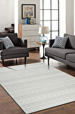 Modern Geometrik Tasarımlı Jüt Dokuma Loop Sisal Gri Renk Halı