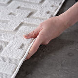 Modern Krem Renkli Labirent Desenli Bohem Salon Mutfak Mekan Teras Balkon Oda ve Çocuk Halısı Oymalı Halı