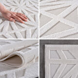 Modern Krem Renkli ZigZag Desenli Bohem Salon Mutfak Mekan Teras Balkon Oda ve Çocuk Halısı Oymalı Halı