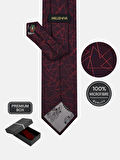 Geometrik Bordo Kravat & Mendil