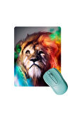 Aslan Desenli Kaydırmaz Gaming Oyuncu Masaüstü Dikişsiz Mouse Pad/Ped (Mouse Altlığı) 17x21cm