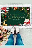 Esnature Mutlu Yıllar Merry Christmas and Happy New Year Welcome Yeşil Kapı Önü Paspası 45x70Cm