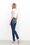 Kadın Likralı Slim Jean Pantolon Mavi