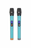 B-V12 60 Watt Süper Bass Kumandalı Şarjlı Çift Mikrofonlu Hoparlör Sistemi Taşınabilir Amfi