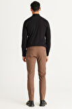 Erkek Camel Slim Fit Dar Kesim Yan Cep Pamuklu Esnek Rahat Armürlü Pantolon