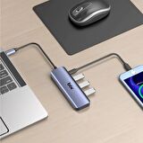 Bix Type-C to TF SD Kart Okuyucu PD USB 3.0 Hub Çoklayıcı Dönüştürücü Adaptör