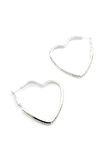 Taşlı Kalp Halka Küpe - Gümüş