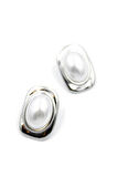 İnci Oval Küpe - Gümüş