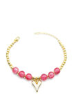 Boncuklu Kalp Bileklik - Pembe