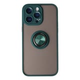 Apple İphone 14 Pro Max Kılıf Montreal Yüzüklü Silikon Kapak - Yeşil