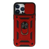 Apple İphone 13 Pro Max Kılıf Pars Lens Yüzüklü Silikon - Kırmızı