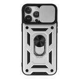 Apple İphone 13 Pro Kılıf Pars Lens Yüzüklü Silikon - Gümüş