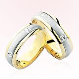 Sarı Beyaz Bombeli Altın Alyans 6108