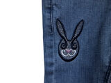 TAVŞAN NAKIŞLI TAŞ İŞLEMELİ JEANS KIZ PANTOLON