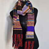 Çok Renkli, El Dokuması Atkı, Kilim Dokuması Yünlü Atkı, Tasarım, Şık Kaşkol, Moli Tasarım