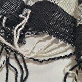 Siyah, Beyaz Simli El Dokuması Atkı, Kilim Dokuması Yünlü Atkı, Tasarım, Şık Kaşkol, Moli Tasarım, 