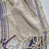 Ekru El Dokuması Atkı, Kilim Dokuması Tiftik Yünlü Atkı, Tasarım, Şık Kaşkol, Moli Tasarım