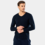 Cacharel Erkek V Yaka Uzun Kollu T-Shirt 1334/Lacivert
