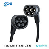 GO-E Charger  Tip 2 Araç Şarj Kablosu 22 Kw'a Kadar Siyah 7,5 Metre Ch-10-07-8