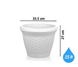 Omnipazar SO-HS04 Plastik Hasır Desenli Dekoratif Saksı 15 Litre No 4