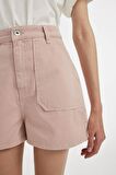 DeFacto Mom Fit Yüksek Bel Kısa Paça Gabardin Şort D0042AX24HSBR134