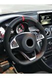Vw Caddy 2004 2020 Uyumlu Alkantara-karbon Kırmızı Yüzüklü Direksiyon Kılıf