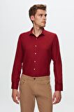 Ds Damat Slim Fit Bordo Armürlü Yarım İtalyan Yaka Pamuklu Gömlek 8HC02ORT13288 8HC02ORT13288