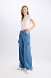 DeFacto Wide Leg Kargo Yüksek Bel Uzun Yumuşak Jean Pantolon C1244AX24SMNM28