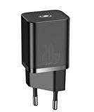 Baseus Super Si Hızlı Şarj 20W Type-C Hızlı Şarj Adaptörü-Siyah