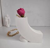 Beyaz Beton Minimalist Vazo Mumluk 9.5 Cm 1 Adet Vazo