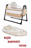 Btrend Babynest Yatak Ve Yastık+ Cep Hediyeli Sallanır Sepet Beşik Bebek Beşiği Hamak 2 li Set Bej