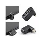 3 Port 180 Dirsek Usb Hub Çoğaltıcı Çoklayıcı Usb 2.0 Çoklama