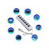 7 Port Usb Hub Çoklayıcı Anahtarlı Switch Işıklı Beyaz Adaptörlü