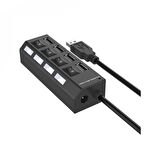 4 Port Usb 2.0 Çoklayıcı Hub Anahtarlı Işıklı On Off Düğmeli