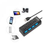4 Port Usb 2.0 Çoklayıcı Hub Anahtarlı Işıklı On Off Düğmeli