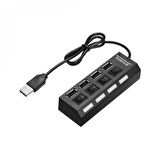 4 Port Usb 2.0 Çoklayıcı Hub Anahtarlı Işıklı On Off Düğmeli