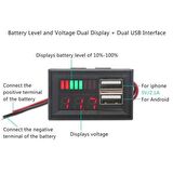 12V Akü Kapasite Göstergesi - 5V 2A USB Çıkışlı