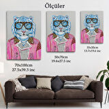 Tüketim Bağımlısı Pembe Ceketli Kaplan Duvar Tablosu-6156