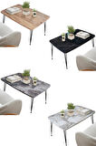 Elit Oval Siyah Mermer Masa Orta Sehpa Metal Firkete Ayaklı 50x90 Cm
