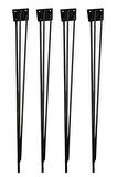 54 Cm Metal Firkete Tel Ayak 4'lü Set Kaşıklık Kütük Orta Sehpa Zigon Ayağı Siyah (vida Tapa Dahil)