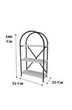 Beyaz-Çam 3 Raflı Çok Amaçlı Dekoratif Metal Kitaplık Dolap Salon Banyo Ofis 100x52x25 cm