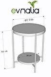 Nordic Yan Sehpa Temperli Cam 40 cm Demonte Çizilmez Kırılmaz Metal Çerçeve Raflı Minimalist Sehpa