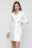Kadın Ekru Oversize Kaşe Kaban