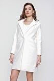 Kadın Ekru Oversize Kaşe Kaban